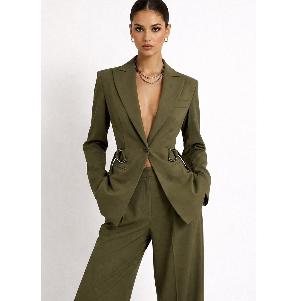LITA Blazer Womens 2XL Statement Belted Structured Stretch Jacket Modern